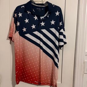 Walter Hagen Navy, White & Red Starfield Golf Polo
